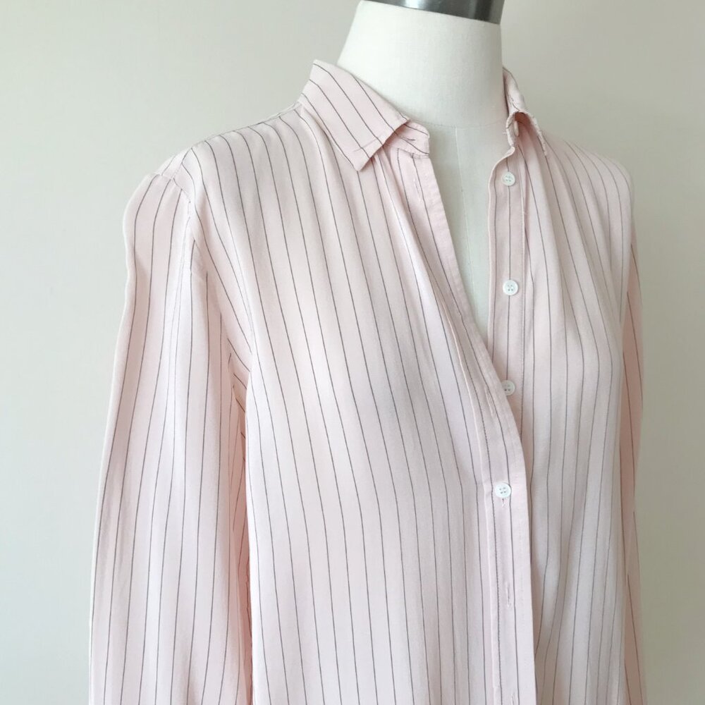 Joe pink silk blouse silk shirt striped button down shirt - Picture 3 of 7